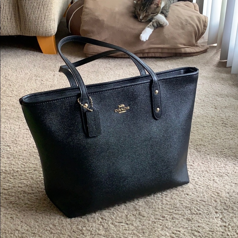 coach black canvas tote